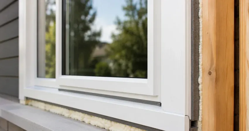 technician installing fiberglass window frame in Downtown Beamsville, Lincoln home