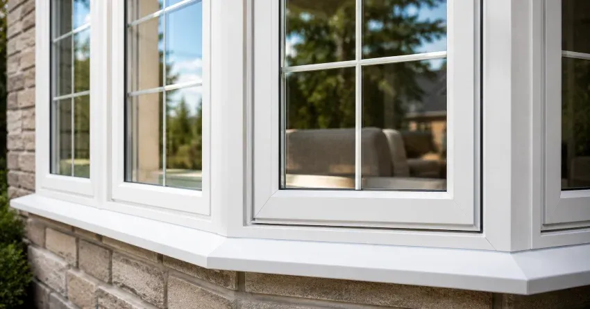 bay window alcove seating area in a living room in Tintern, Lincoln