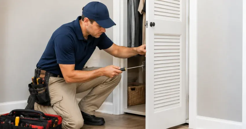 technician repairing doorbell button and wiring in Tintern, Lincoln