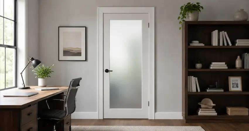 frosted interior door installed in home office in Lincoln