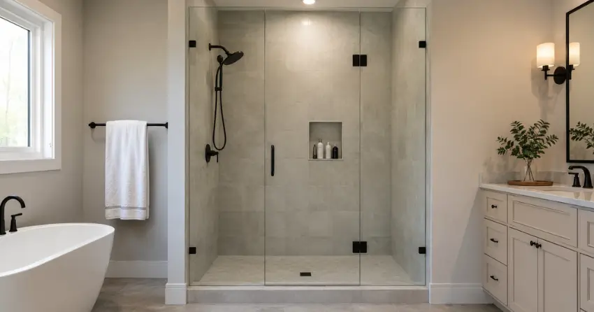 new frameless glass shower door installed in Tintern, Lincoln