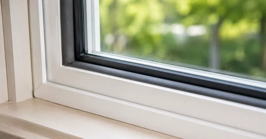 technician inspecting window weatherstripping for drafty window repair Campden, Lincoln