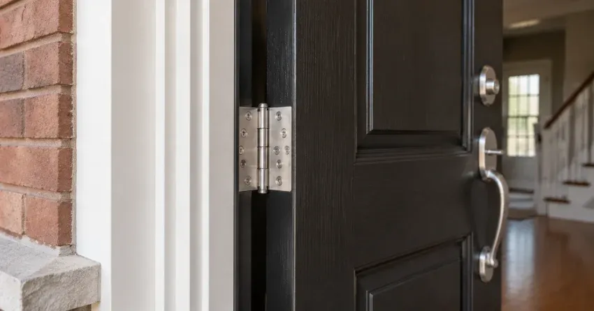 technician repairing a front door lock and frame in Tintern, Lincoln